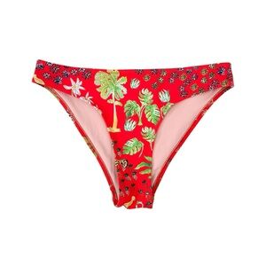 Dauphinette Classic Swim Brief In Fever Dream - Red Printed Cheeky Swim Bottom